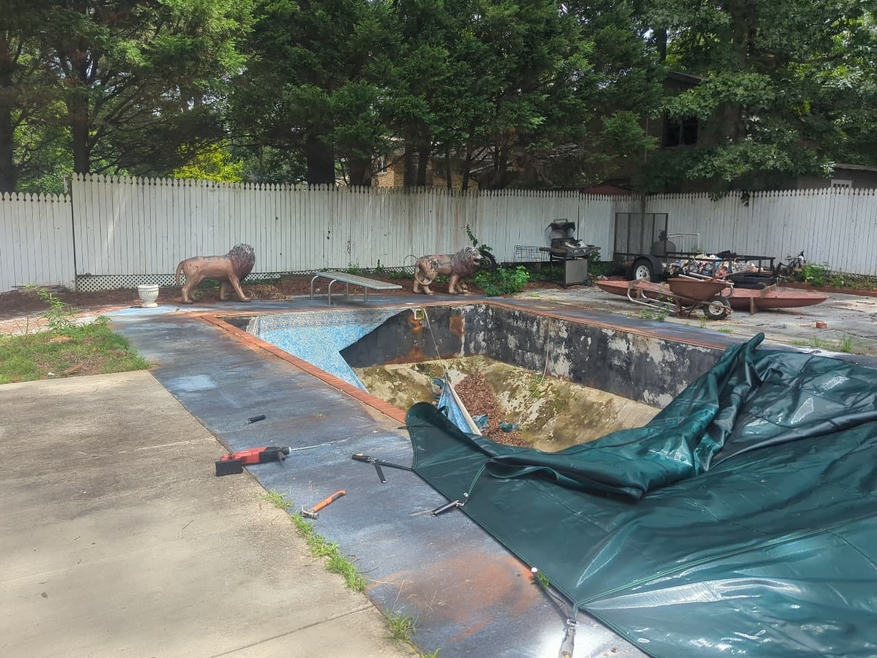 Pool Cover Replacement before - Exterior